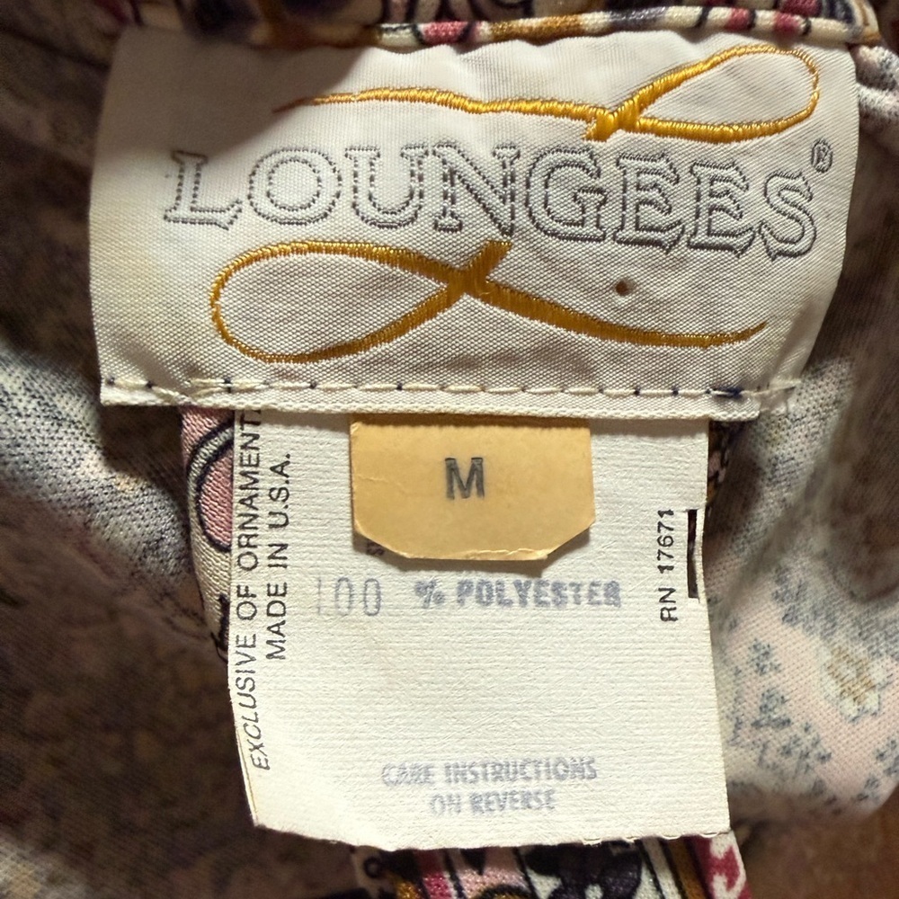 VTG Loungees Bohemian 1/2 Zip Housecoat Caftan Medium 60s 70s Retro - Picture 10 of 11